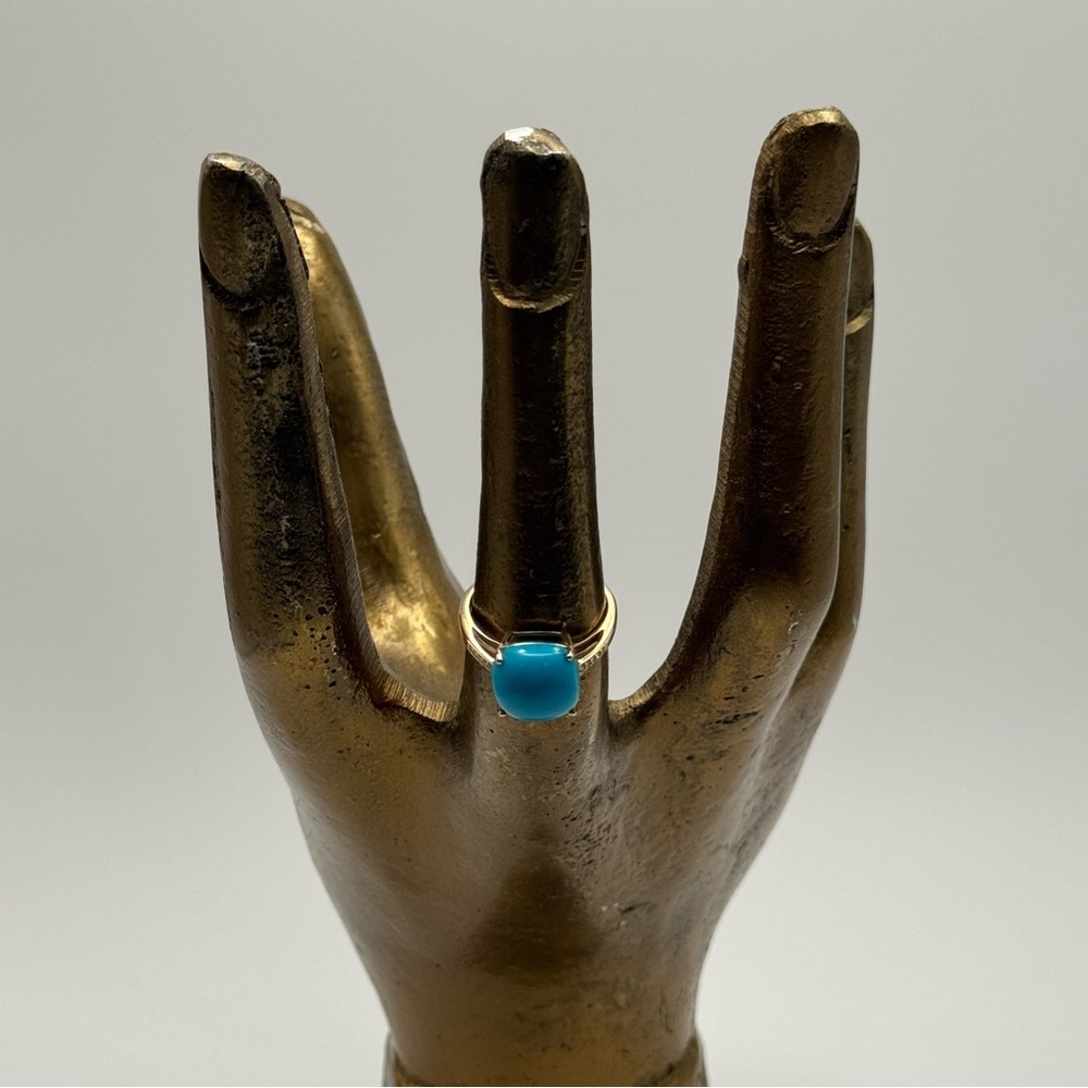 EFFY 14K Yellow Gold Diamond Turquoise Ring - 0.04 ctw. - Size - 7 1/4